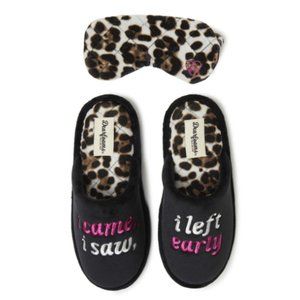 🌼 DEARFOAMS Leopard Slippers & Mask Set M 7/8 NWT